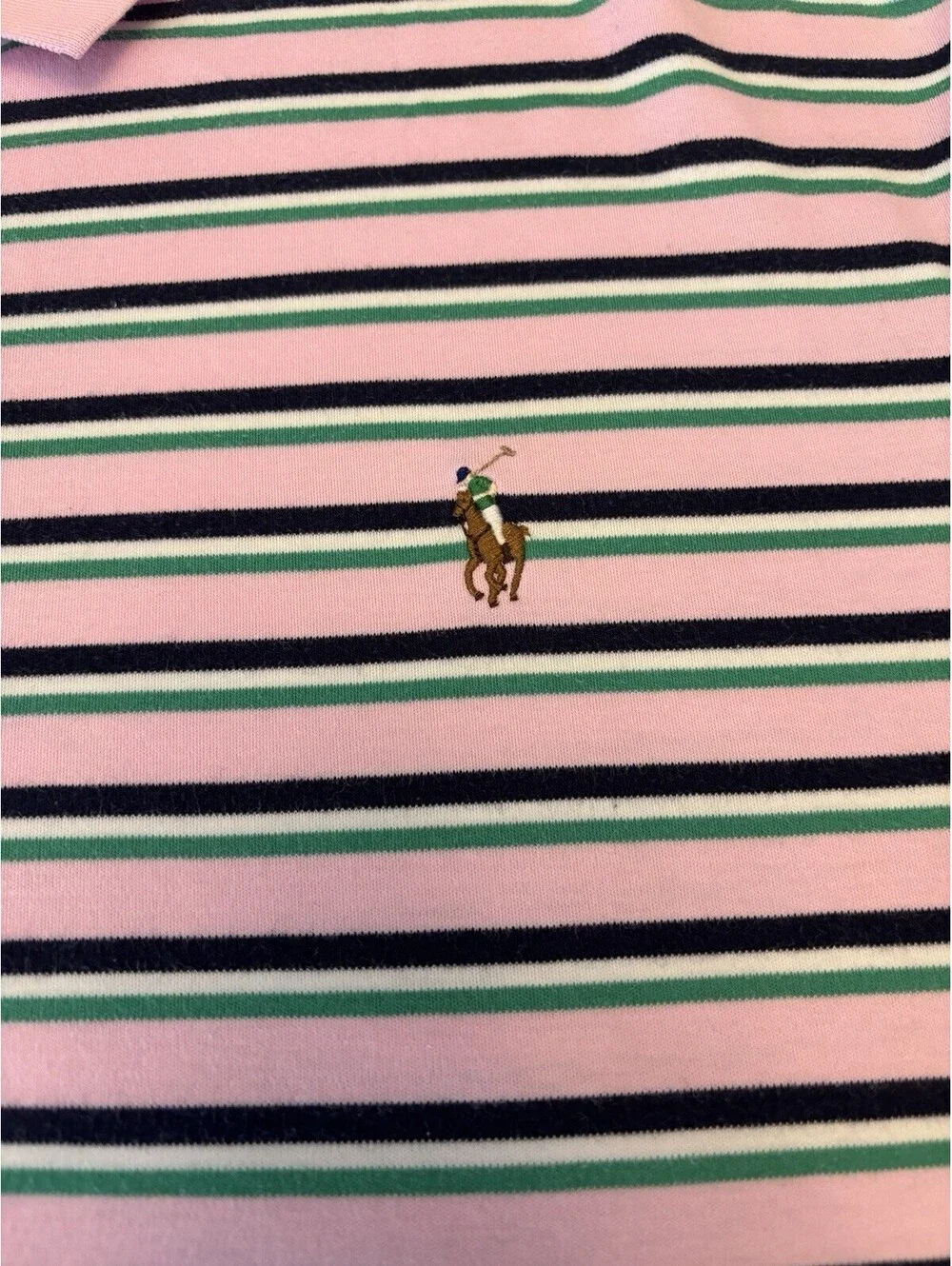 Men’s Polo Ralph Lauren Short Sleeve Polo Shirt Pink/Green Stripe Size 2XB